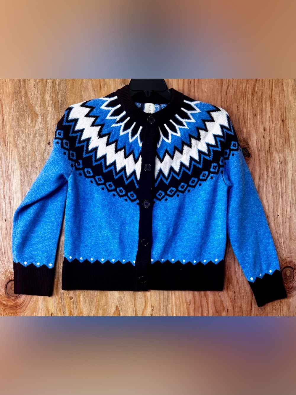 Joie Blue Fair Isle Button Front Cardigan Sweater Size Small